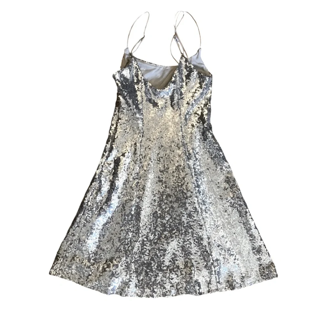 Urban Outfitters silver sequin mini dress. Size XS